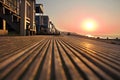 Sunset over beach huts Royalty Free Stock Photo