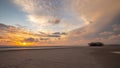 Sunset over the beach of Sankt Peter Ording Royalty Free Stock Photo