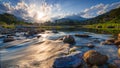 Beautiful sunset over river at Kiriwong village, Nakhon Si Thammarat, Thailand