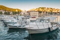 Sunset over beautiful town Hvar, Hvar island, Croatia Royalty Free Stock Photo