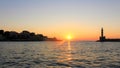 Sunset over the beautiful Venetian port of Chania Royalty Free Stock Photo