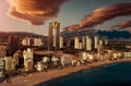 Sunset over Benidorm city Royalty Free Stock Photo