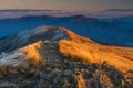 Sunset over Bieszczady Mountains, Poland Royalty Free Stock Photo