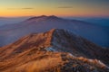 Sunset over Bieszczady Mountains, Poland Royalty Free Stock Photo