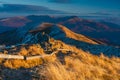 Sunset over Bieszczady Mountains, Poland Royalty Free Stock Photo