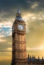 Sunset over Big Ben clock tower in London Royalty Free Stock Photo