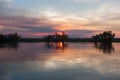 Sunset over a billabong in Australia Royalty Free Stock Photo