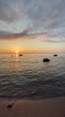 Sunset over the Black Sea, TÃ¼rkiye, beach and sea at sunset.