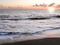 Sunset over blacksand beach near Waimea Royalty Free Stock Photo