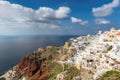 Blue and white domed churches on Santorini Greek Island, Oia town, Santorini, Greece. Royalty Free Stock Photo