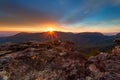 Sunset over the Blue Mountains escarpment ranges Royalty Free Stock Photo