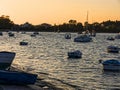 Sunset over Boats in the Bay of Corfu Town on the Greek island of Corfu