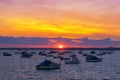 Sunset over Boats in Poole Harbour Royalty Free Stock Photo