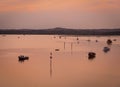 Sunset over Boats in Poole Harbour Royalty Free Stock Photo