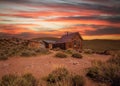 Sunset over Bodie ghost town in California Royalty Free Stock Photo