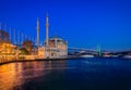 Sunset over Bosphorus and Grand Mecidiye Mosque Ortakoy Mosque, Istanbul, Turkey Royalty Free Stock Photo