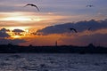 Sunset over Bosphorus, Istanbul, Turkey Royalty Free Stock Photo