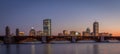 Sunset over Boston with the Longfellow bridge Royalty Free Stock Photo