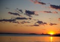 Sunset over Boston, view from World's End park Royalty Free Stock Photo