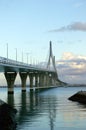 Sunset over the bridge of the Constitution, called La Pepa, in the bay of CÃÂ¡diz, Andalusia. Spain.