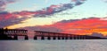 Sunset over bridge in Florida keys, Bahia Honda st