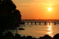 Sunset over the Bridge Royalty Free Stock Photo