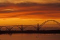 Sunset over Bridge in Newport, OR Royalty Free Stock Photo