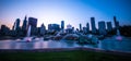 Sunset over Buckingham Fountain and downtown Chicago Royalty Free Stock Photo