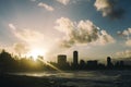 sunset over Burleigh Heads beach, Gold Coast Australia Royalty Free Stock Photo