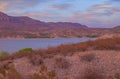 Sunset over Caballo Mountains and Lake