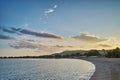 Sunset over The cable bridge between Rio and Antirrio, Greece Royalty Free Stock Photo