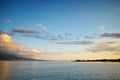 Sunset over The cable bridge between Rio and Antirrio view from Nafpaktos, Patra, Greece Royalty Free Stock Photo