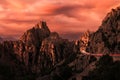 Sunset over Calanches of Piana in Corsica Royalty Free Stock Photo