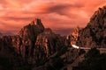Sunset over Calanches of Piana in Corsica Royalty Free Stock Photo