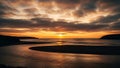 Sunset over calm coastal waters Royalty Free Stock Photo