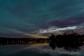Sunset over calm Danube river  in Novi Sad, Serbia Royalty Free Stock Photo