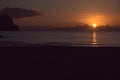 Sunset over a calm Mediteranian sea, Aguilas, Spain. Royalty Free Stock Photo