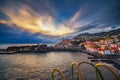 Sunset over the Camara de Lobos Harbor in the Madeira Islands, Portugal Royalty Free Stock Photo