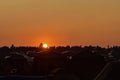 Sunset over campground, orange sunset