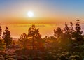 Sunset over Canary islands seen from Teide national park, Spain Royalty Free Stock Photo