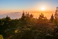 Sunset over Canary islands seen from Teide national park, Spain Royalty Free Stock Photo