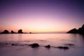 Sunset over Cantabric Sea in Silent Beach Royalty Free Stock Photo