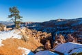 Sunset over canyon slopes covered in snow, Bryce Canyon National Royalty Free Stock Photo