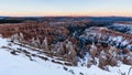 Sunset over canyon slopes covered in snow, Bryce Canyon National Royalty Free Stock Photo