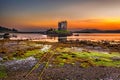 Sunset over Castle Stalker, Scotland, United Kingdom Royalty Free Stock Photo