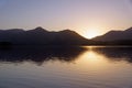 Sunset over Catbells at Derwentwater, Lake District, UK Royalty Free Stock Photo