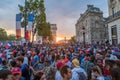 Sunset over Champs Elysees Avenue in Paris after the 2018 World Cup Royalty Free Stock Photo
