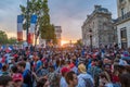 Sunset over Champs Elysees Avenue in Paris after the 2018 World Cup