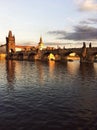 Sunset over Charles Bridge in Prague