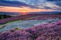 Sunset over Cheviot Hills and Rothbury Heather Royalty Free Stock Photo